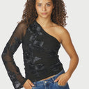 Neo Noir Friana Big Flower Mesh Blouse Black