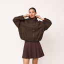 Co Couture OlvaCC Check Balloon Jacket Dark Brown