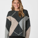 Neo Noir Inga Check Fluff Knit Blouse Antracit