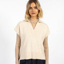 Coster Copenhagen Emerie Knit Polo Top Off White Melange