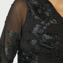 Neo Noir Friana Big Flower Mesh Blouse Black