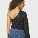 Neo Noir Friana Big Flower Mesh Blouse Black