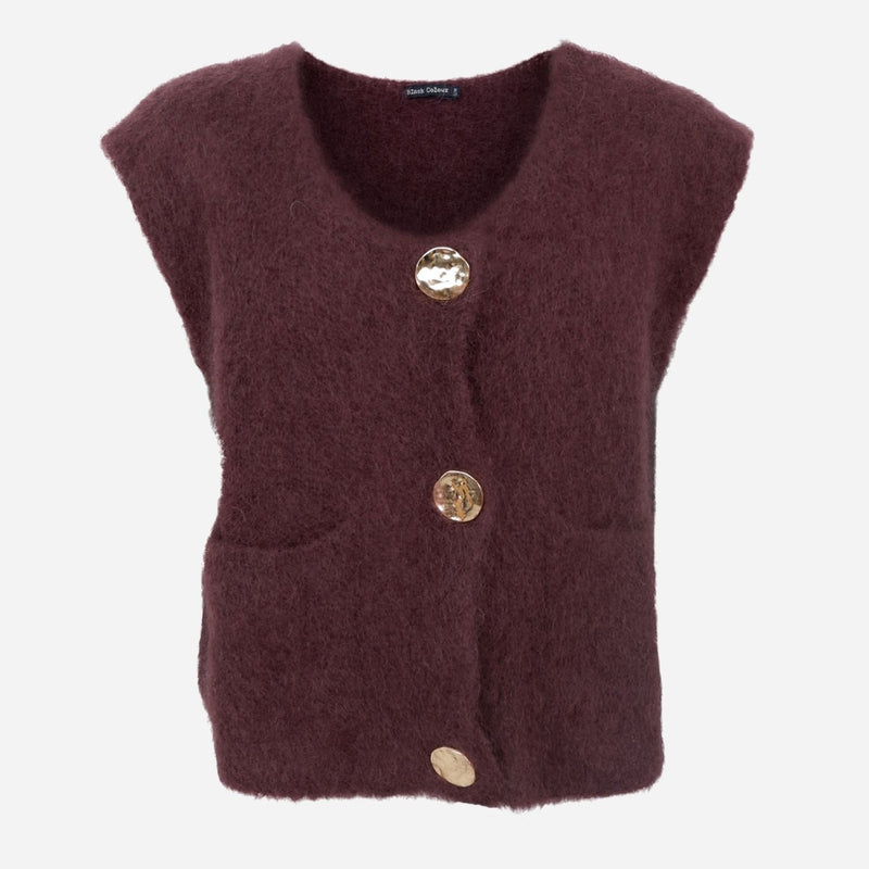 Black Colour BCBjoerk Knitted Button Vest Coffee