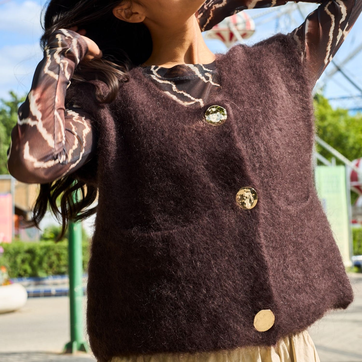 Black Colour BCBjoerk Knitted Button Vest Coffee