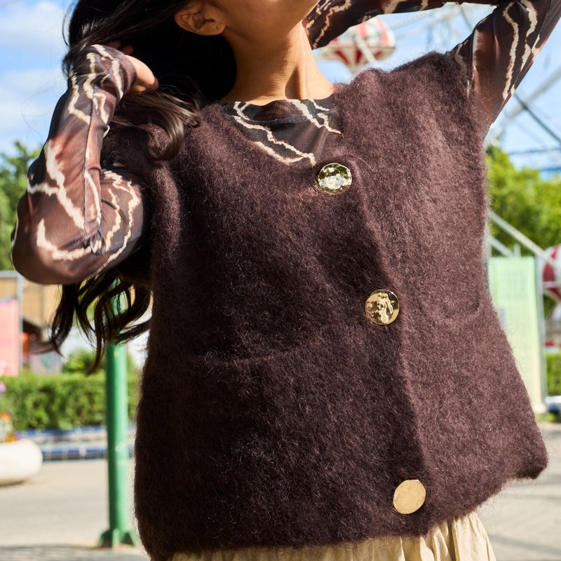 Black Colour BCBjoerk Knitted Button Vest Coffee