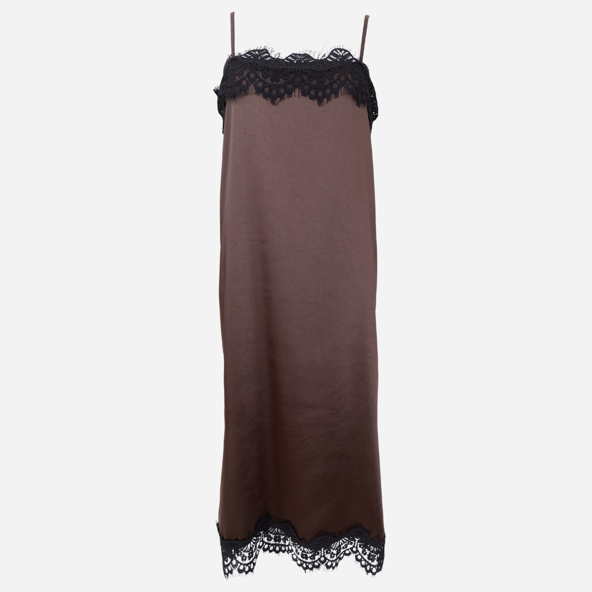 Black Colour BCEvie Lace Strap Dress Coffee
