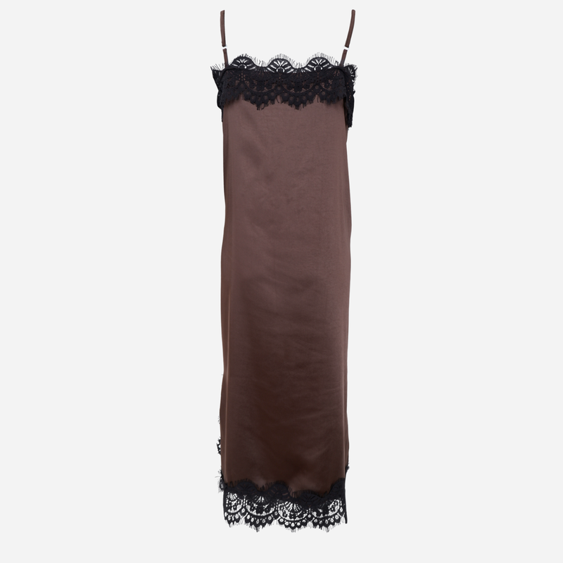 Black Colour BCEvie Lace Strap Dress Coffee