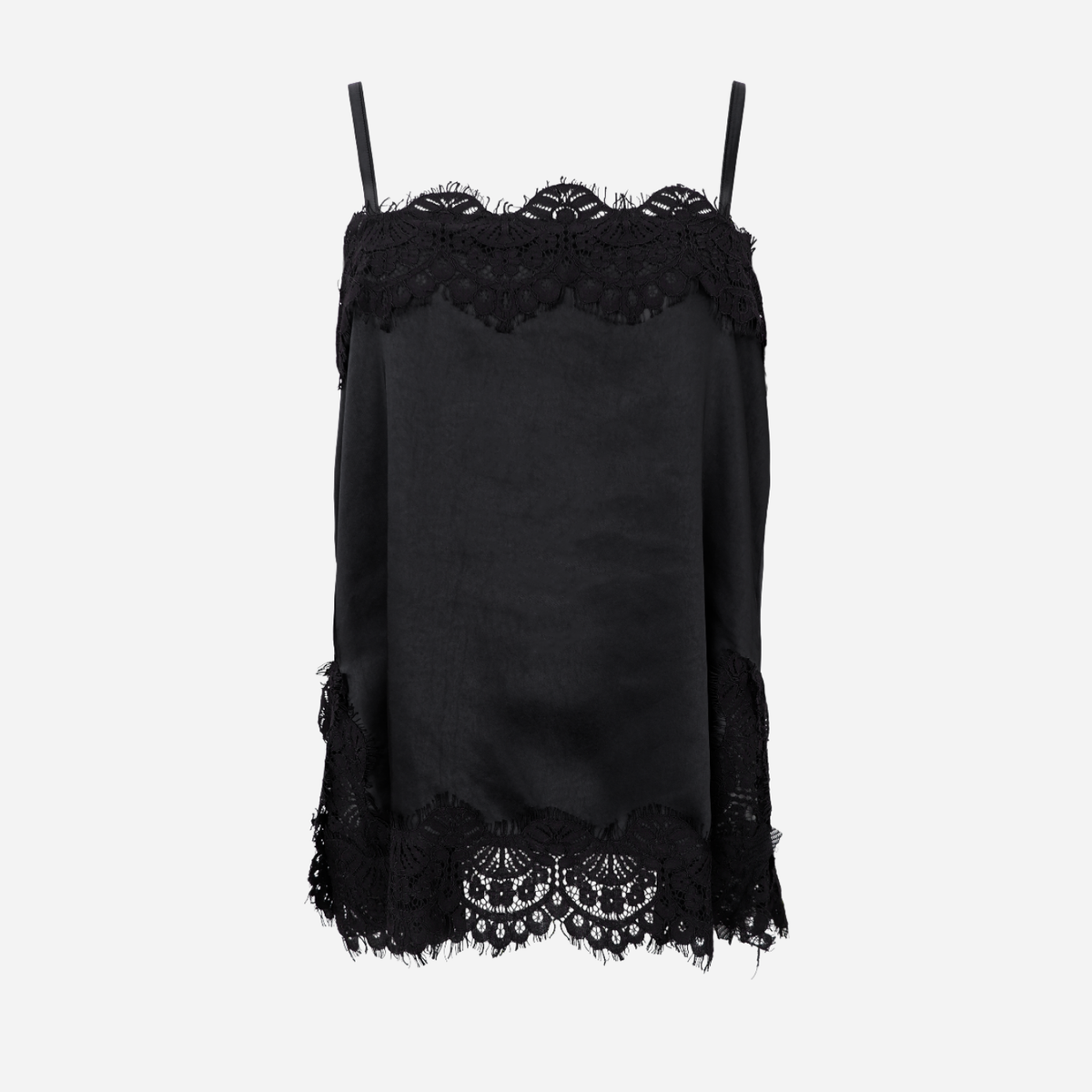 Black Colour BCEvie Lace Strap Top Black