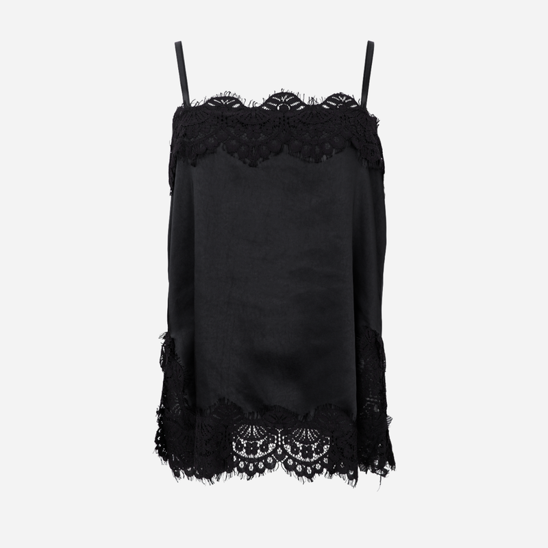 Black Colour BCEvie Lace Strap Top Black