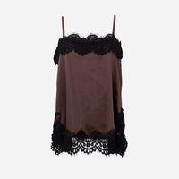 Black Colour BCEvie Lace Strap Top Coffee