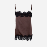 Black Colour BCEvie Lace Strap Top Coffee