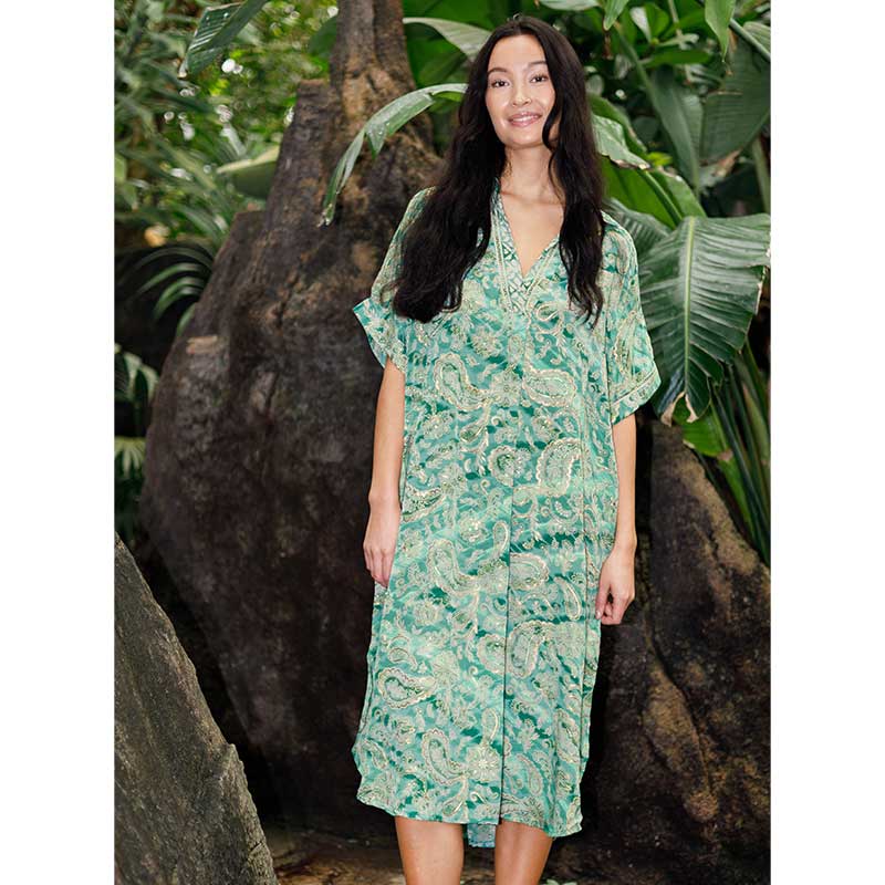 Black Colour BCLuna S/S Kaftan Tunic Floral Green