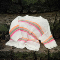 Black Colour BCMinna Striped S/S Jumper White Neon