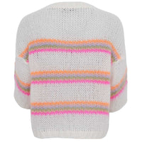 Black Colour BCMinna Striped S/S Jumper White Neon
