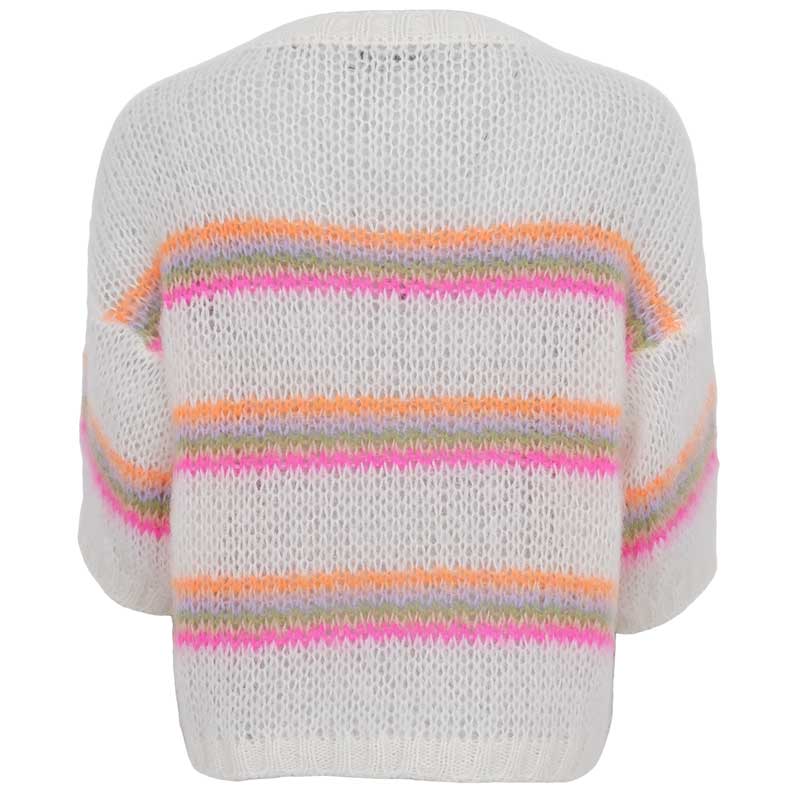Black Colour BCMinna Striped S/S Jumper White Neon