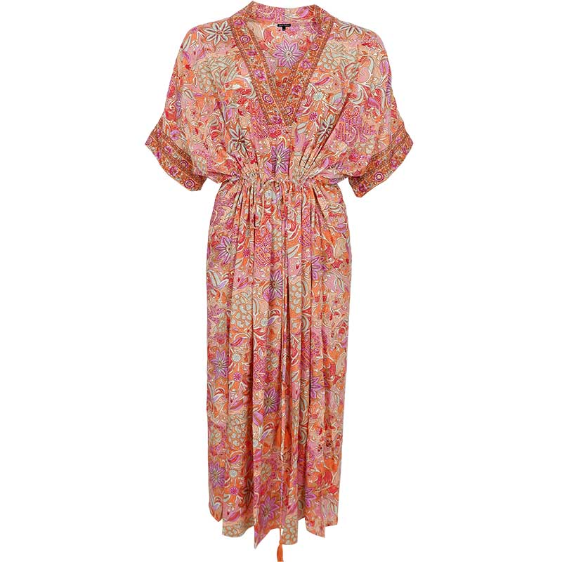 Black Colour BCLuna Kaftan Tie Dress Pacifique Orange