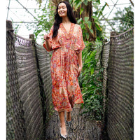 Black Colour BCLuna Kaftan Tie Dress Pacifique Orange