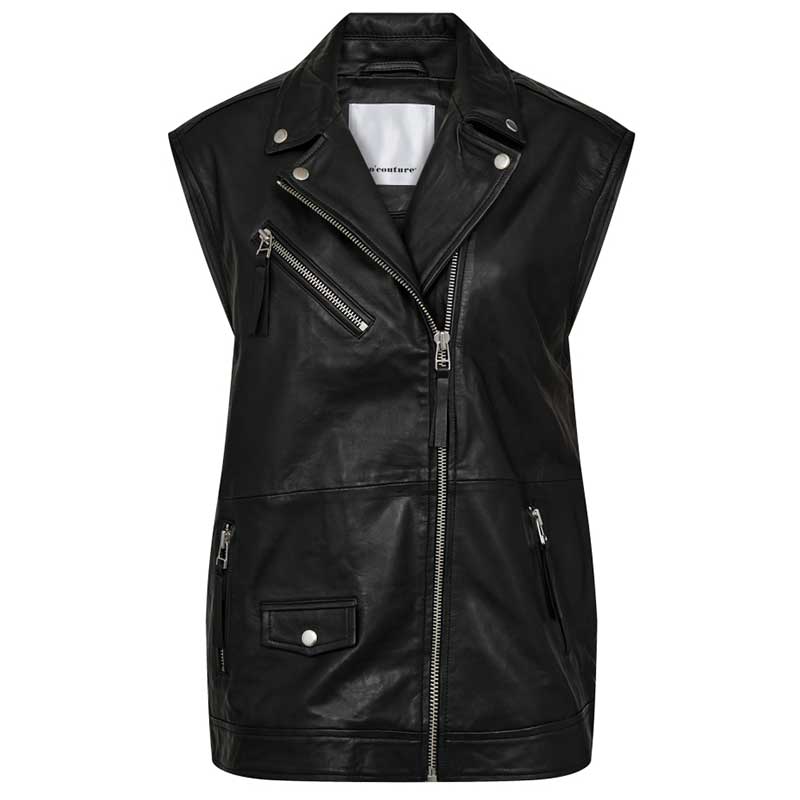 CO COUTURE PHOEBECC LEATHER BIKER VEST SORT
