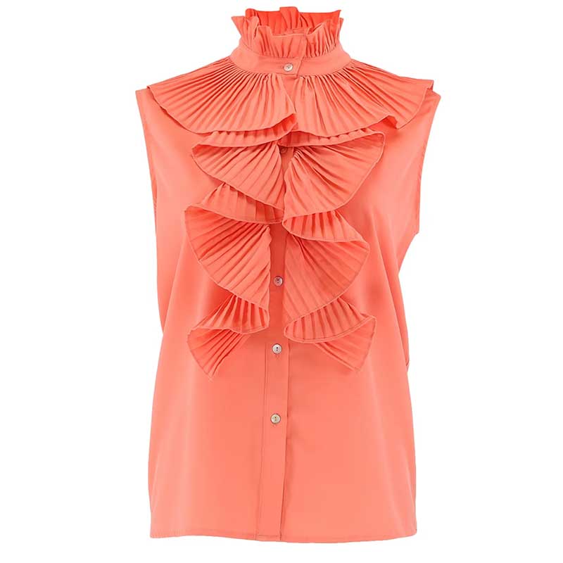 CONTINUE 14126 PERNILLE PLISSE TOP ORANGE