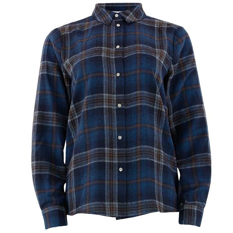 CONTINUE TERESE CHECK SHIRT NAVY