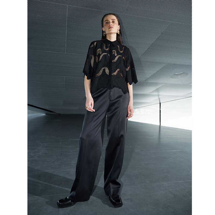 COPENHAGEN MUSE CMSHINE PA WIDELEG PANTS SORT