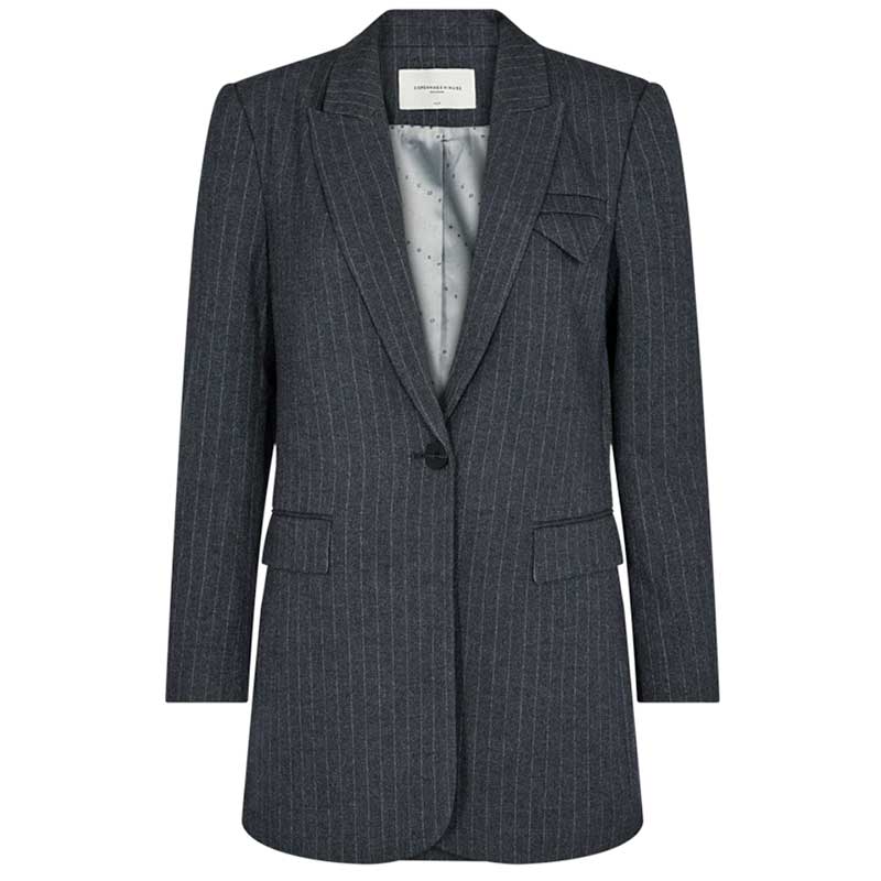 COPENHAGEN MUSE CMTAILOR PINSTRIPE LONG BLAZER MØRKEGRÅ