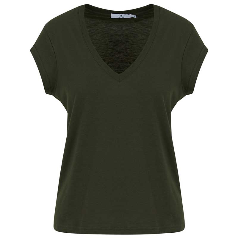 COSTER COPENHAGEN CCH1101 V-NECK T-SHIRT 486 MØRKEGRØN - J BY J Fashion