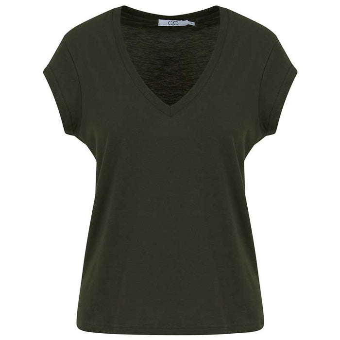 COSTER COPENHAGEN CCH1101 V-NECK T-SHIRT 486 MØRKEGRØN-J BY J Fashion