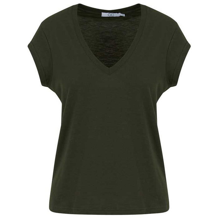 COSTER COPENHAGEN CCH1101 V-NECK T-SHIRT 486 MØRKEGRØN - J BY J Fashion