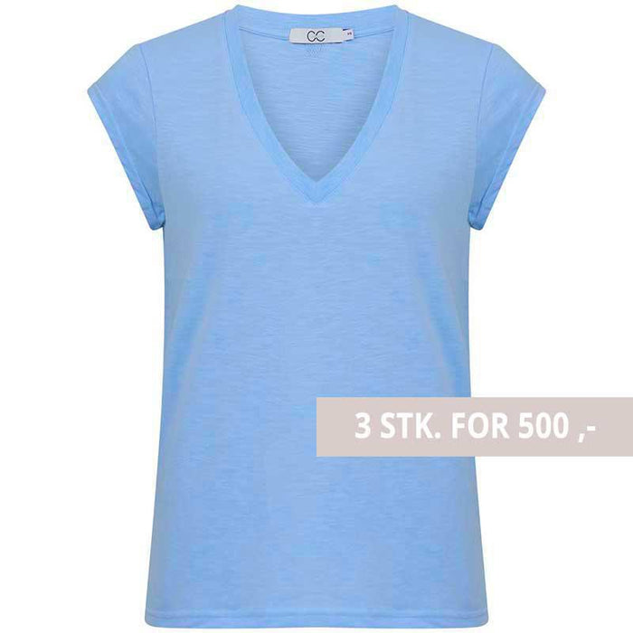 COSTER COPENHAGEN CCH1101 V-NECK T-SHIRT 588 LYSEBLÅ - J BY J Fashion