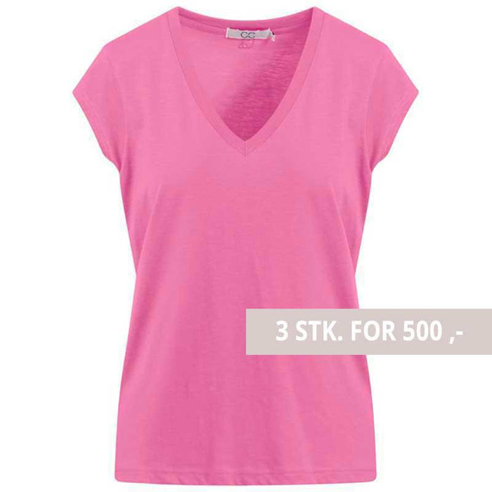 COSTER COPENHAGEN CCH1101 V-NECK T-SHIRT 644 LYSERØD-J BY J Fashion