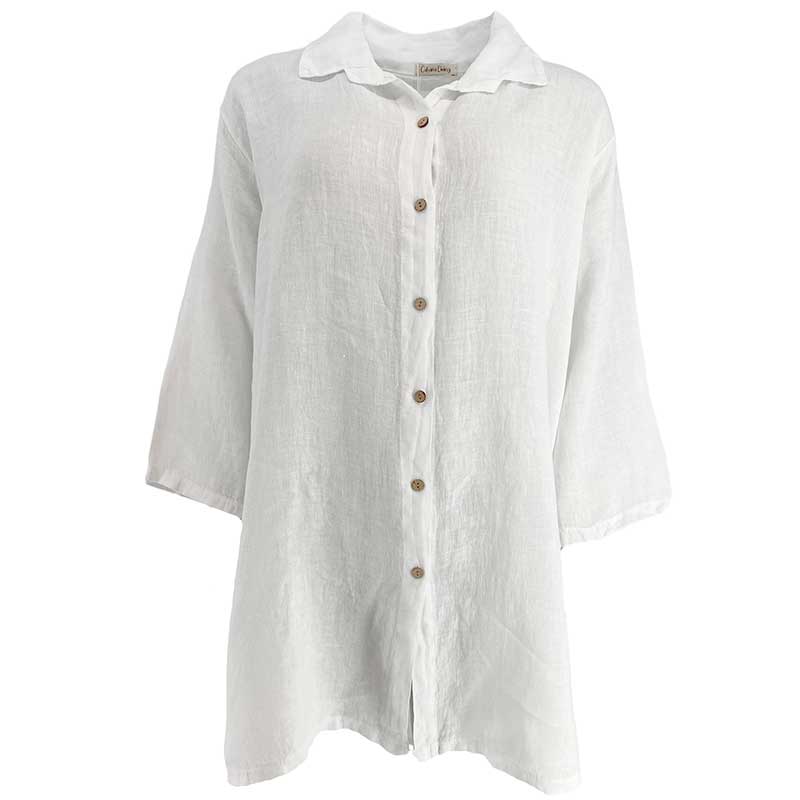Cabana Living Stilla 9492 Linen Long Shirt Hvid - J BY J Fashion