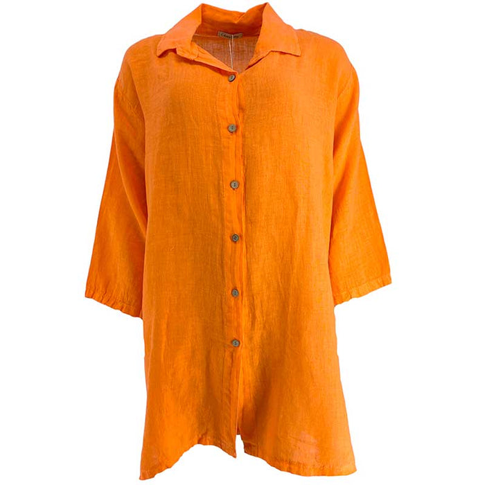 Cabana Living Stilla 9492 Linen Long Shirt Orange - J BY J Fashion