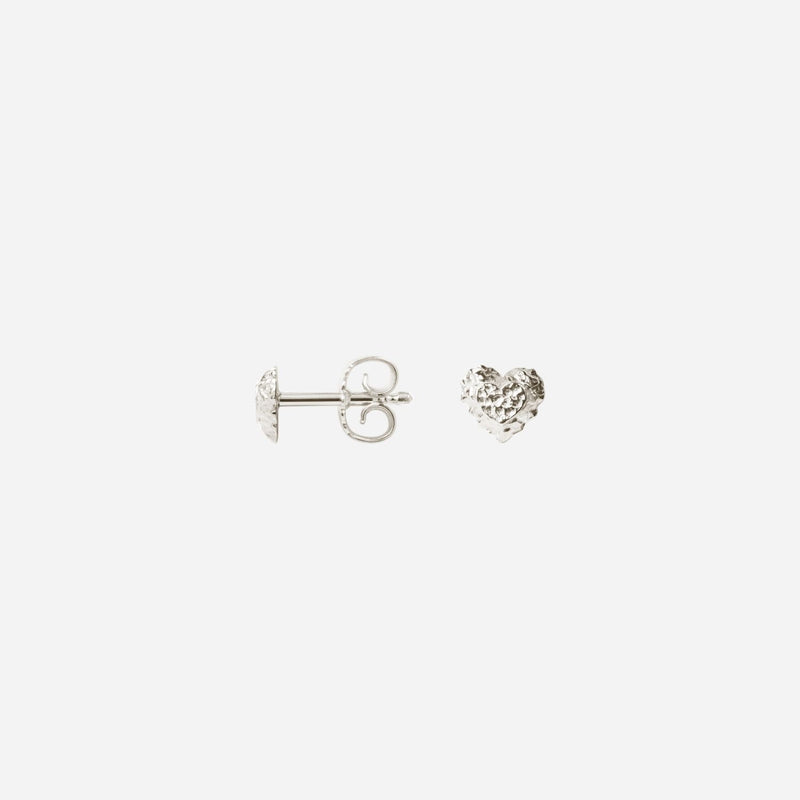Camille Brinch Sparkly Heart Stud Earrings Silver