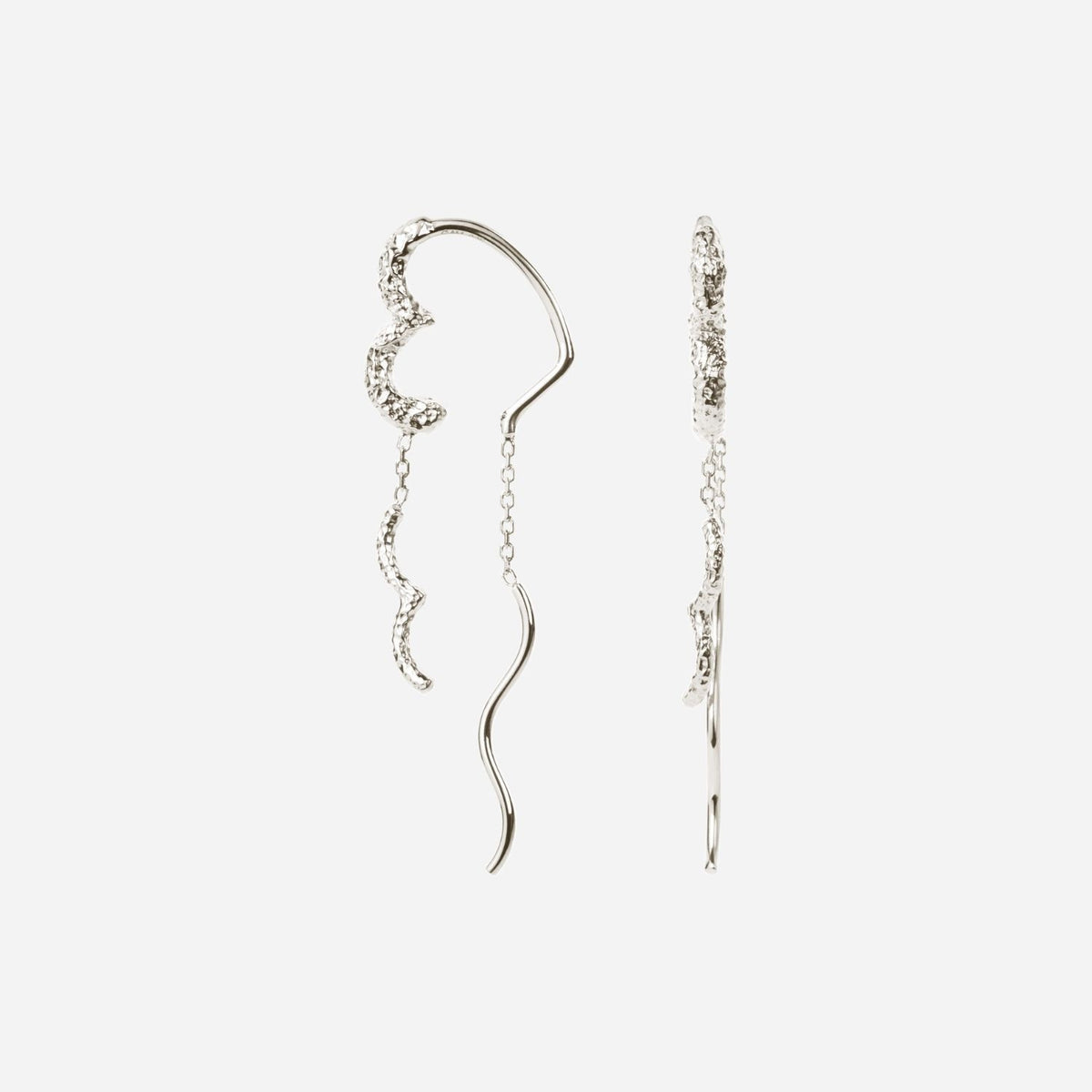 Camille Brinch Wavy Sparkly Heart Earlines Silver