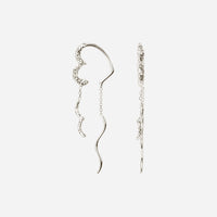 Camille Brinch Wavy Sparkly Heart Earlines Silver