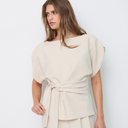 Co Couture AcileCC Pleat SS Blouse Bone