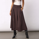 Co Couture AliniCC Anya Pleat Skirt Dark Brown