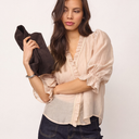 Co Couture AviCC Lace SS V-Blouse Mink