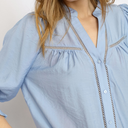 Co Couture CallumCC Lace Puff V-Shirt Pale Blue
