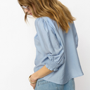Co Couture CallumCC Lace Puff V-Shirt Pale Blue