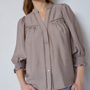 Co Couture CallumCC Lace Puff V-Shirt Taupe