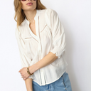 Co Couture CallumCC Lace Puff V-Shirt White