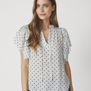 Co Couture DionneCC Dot SS Frill Top Pale Blue