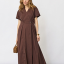 Co Couture ElaraCC Wrap SS Dress Dark Brown