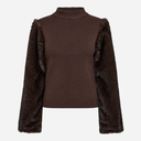 Co Couture ElisabethCC Fur Mix Rib Knit Dark Brown