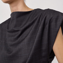 Co Couture EloraCC Check Pleat Top Dark Grey