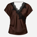 Co Couture IdunCC Lace SS Blouse Dark Brown