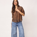 Co Couture KawaCC Embroidery SS V-Shirt Dark Brown