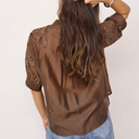 Co Couture KawaCC Embroidery SS V-Shirt Dark Brown